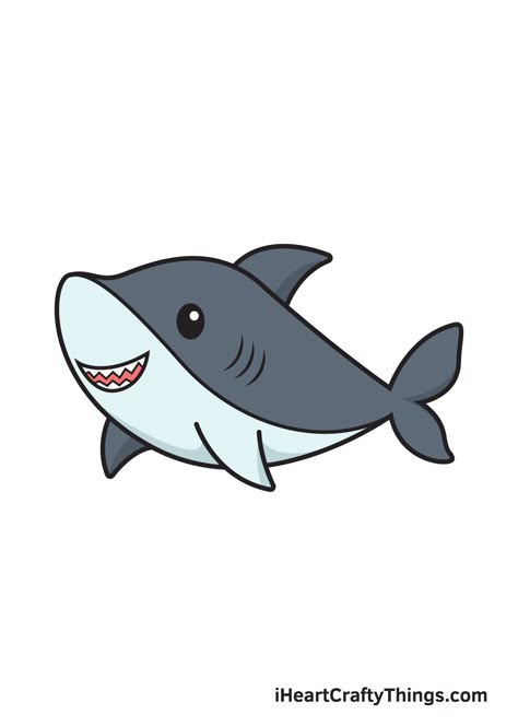 How To Draw A Shark, Shark Easy Drawing, Cartoon Shark Drawing, Easy Shark Drawing, Sharks Cartoon, Sharks Drawing, Cute Shark Drawing, Shark Drawing Easy, Cartoon Sharks