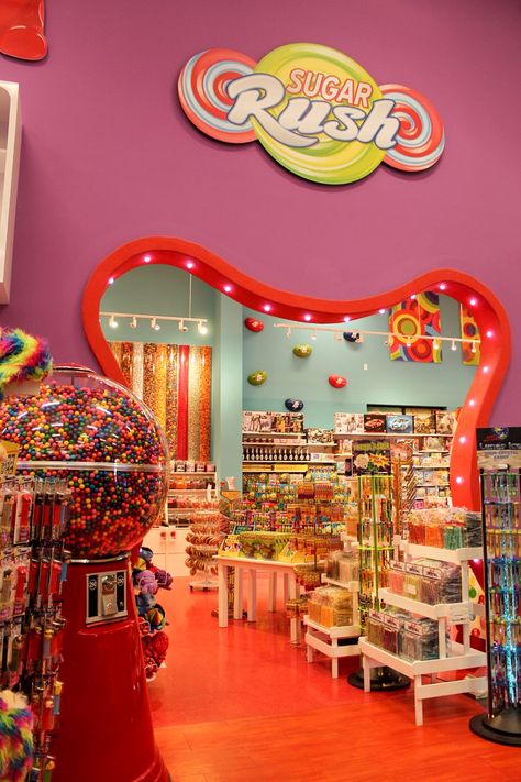 Candy on candy on candy at Sugar Rush! 🤩 Don’t forget to visit inside TopJump! Candy Store Ideas Design, Vintage Candy Store Aesthetic, Candy Store Interior, Modern Candy Shop, Candy Room In House, Candy Shop Ideas Design, Candy Shop Interior, Candy Store Ideas, Sweet Shop Interior