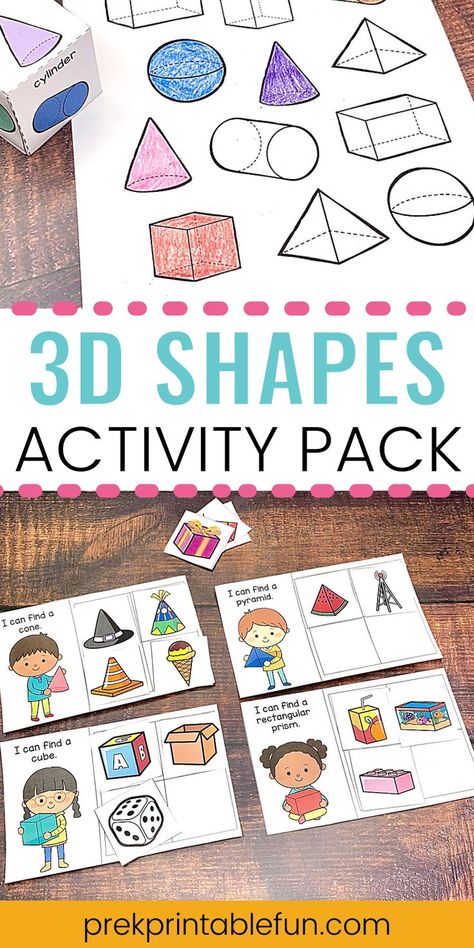 Preschoolers are learning all about shapes. Including instruction on 3D shapes supports them with kindergarten readiness. The games in this pack make learning 3D shapes fun and easy. Shapes Activities Preschool, 3d Shape Activities, 3d Shapes Kindergarten, 3d Shapes Activities, Shapes Worksheet Kindergarten, Shape Activities, Shape Activities Preschool, Shapes Kindergarten, Kindergarten Readiness