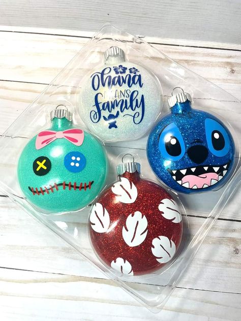 Olaf Ornament Diy, Lilo And Stitch Ornament Diy, Disney Stitch Ornaments Diy, Stitch Christmas Ornaments Diy, Blue Ornaments Diy, Bluey Ornaments Diy, Stitch Theme Christmas Tree, Disney Glitter Ornaments, Glitter Ornaments Ideas