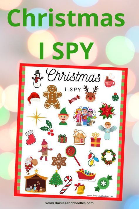 Download this free Christmas I Spy and play with the kids this Holiday season. I Spy Christmas Printables For Kids Free, Christmas I Spy, I Spy Christmas, Free Christmas Games, Preschool Slp, Fun Christmas Activities, I Spy Games, Spy Games, Preschool Ideas