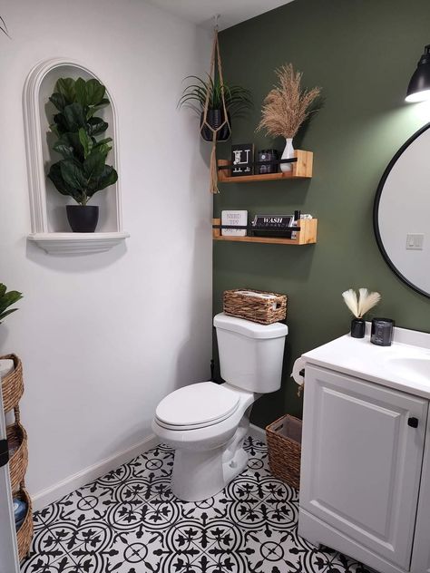 Bathroom With Long Mirror, Small Downstairs Toilet, Toilet Room Decor, Bilik Air, Small Toilet Room, Restroom Decor, Small Bathroom Makeover, Small Bathroom Ideas On A Budget, Bathroom Decor Apartment