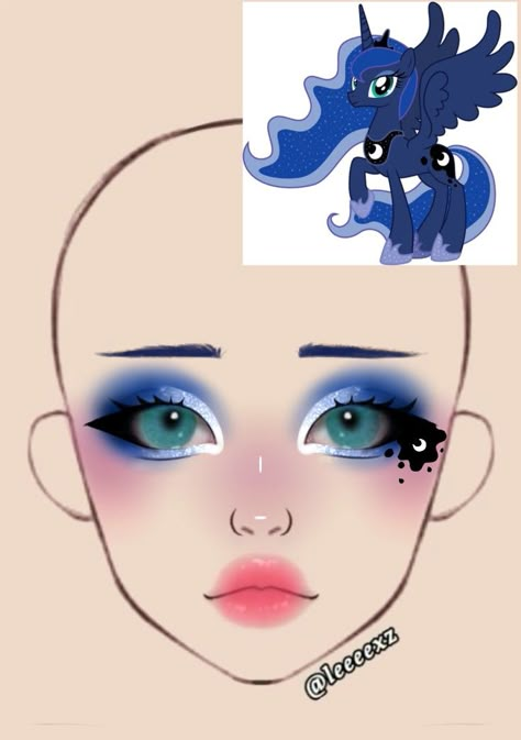 Video Game Inspired Makeup, Sanrio Inspired Makeup, Rarity Makeup, Fluttershy Makeup, Monster High Inspired Makeup, Character Inspired Makeup, Mlp Makeup, My Little Pony Makeup, Princess Luna Cosplay