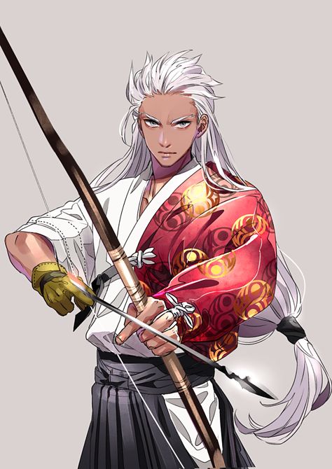 Archery Poses, Archer Characters, Archer Emiya, Bow And Arrow, Character Design Male, Fate Stay Night, Dnd Characters, Anime Inspired, Anime Poses