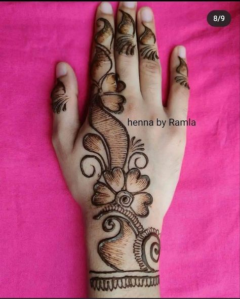 Simple Bell Mehndi Design, Bell Mehndi Design, Gorintaku Designs, Black Mehndi Designs, Black Mehndi, Mehndi Design Front Hand, Mehndi Book, Navneet Kaur, Mehndi Design Back Hand