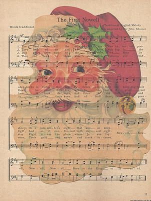 Graphics Fairy Santa printed on vintage music paper Santa Printables Free, Sheet Background, Music Graphics, Sheet Music Crafts, Fairy Christmas, Decorating Crafts, Image Graphic, Christmas Sheet Music, Rasy Koni