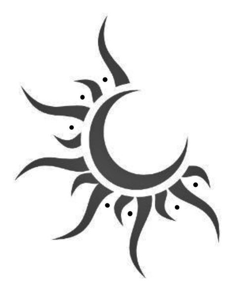 Sun Art Drawing, Tattoo Moon And Sun, Sun Moon Design, Tato Suku, Tattoo Moon, Pola Tato, Dotted Drawings, Cool Symbols, Sharpie Tattoos