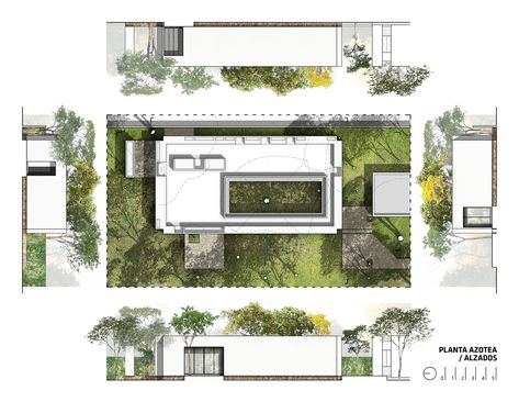 Infiltrated Patio,Rooftop Plan and Elevations Rooftop Plan, Garden Planning Layout, Garden Floor, Ipoh, Ground Floor Plan, Roof Garden, Rooftops, Garden Layout, Plan Design