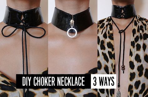 Choker necklaces have returned to the fashion scene in a big way! With endless style possibilities, it's easy to home in on the trend with a quick DIY. Diy Choker Necklace Tutorials, Harley Quinn Jewelry, Choker Diy, Gothic Diy, Diy Lace Up, Flower Jewelry Diy, Diy Choker Necklace, Halloween Jewelry Diy, Diy Choker