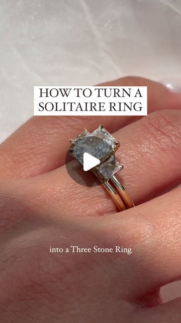 The Engagement Specialists on Instagram: "A client had a gorgeous radiant solitaire but wanted to spice things up. She dreamt of a three stone ring so we created a custom open band with two radiants to fit perfectly with her engagement ring to give her that look. Now she has the option of wearing it both ways! 💖" Open Wedding Band, Radiant Ring, Band Ideas, Three Stone Ring, Three Stone Rings, Three Stone, Stone Ring, Stone Rings, Wedding Band