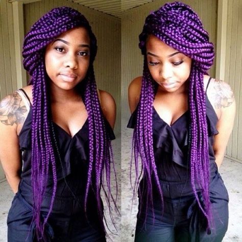 Top 10 Braided Styles That Gave Us Life In 2014 [Gallery] - Black Hair Information Purple Box Braids, Faux Loc, Purple Braids, Poetic Justice Braids, Jumbo Box Braids, Box Braids Hairstyles For Black Women, Crochet Braid Styles, Crochet Braid, Box Braids Styling