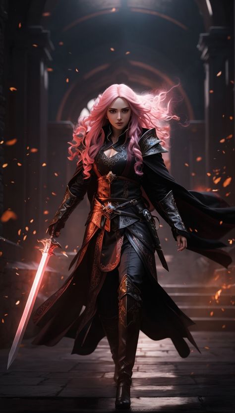 Pink Warrior Outfit, Sci Fi Male, Character Outfit Inspiration, Pink Warrior, Armor Medieval, Image Prompts, Fire Breather, Fantasy Nature, Elf Characters