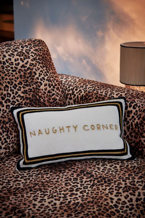 Inject some mischievous magic to your home with the Cream Naughty Corner Cushion from Rockett St George. A playful piece that is sure to strike up some fun conversations, this rectangular cotton velvet cushion features a gold embroidered slogan and has been intricately tufted with decorative border detailing. Sponge clean only. Main 100% Cotton. Lining 100% Recycled polyester. Elegant Room Decor Bedroom, Brookie Pie, Quirky Bedroom Ideas, Cool Girl Bedrooms, Cushion Decoration, Girl Apartment, Glamorous Interiors, Bedroom Corner, Rockett St George