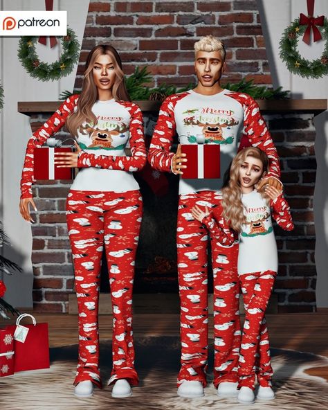 Christmas Pijama Set COLLECTION I (Male, Female , Child) | Patreon Pijama Set, The Sims 4 Custom Content, Christmas Pj, Children Top, Sims 4 Custom Content, Sims Resource, The Sims 4, Sims Cc, Pj Sets