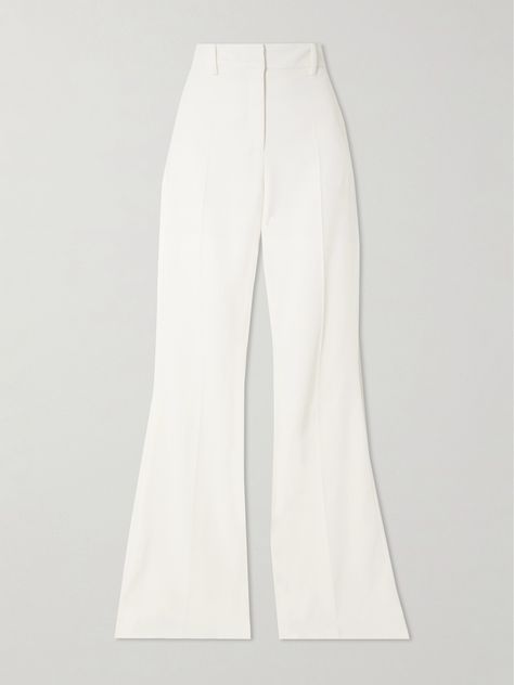 From the fresh white shade to the wide-leg cut, Balmain's pants exude easy elegance. They're tailored from stretch-crepe and designed to sit high on the waist. Style yours as part of a monochrome outfit. Balmain Pants, Balmain Clothing, Curvy Hips, Nye Outfits, Monochrome Outfit, Fashion Portfolio, Stretch Crepe, Bottoms Pants, Women Collection