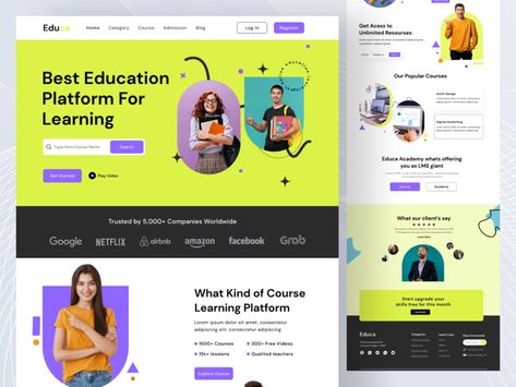 Education Platform Landing Page by Oyolloo on Dribbble Education Images, Learning Website Design, School Images, School Website, Charter School, Online Education, Landing Page Design, Site Design, School Fun