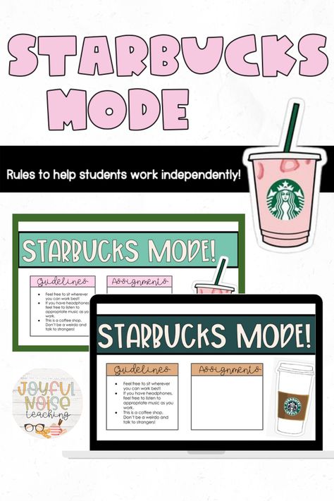 Starbucks Mode Classroom, Starbucks Day In Classroom, Starbucks Classroom, Emily Anderson, Classroom Organization Elementary, Responsive Classroom, Google Slides Presentation, Joyful Noise, Slides Presentation