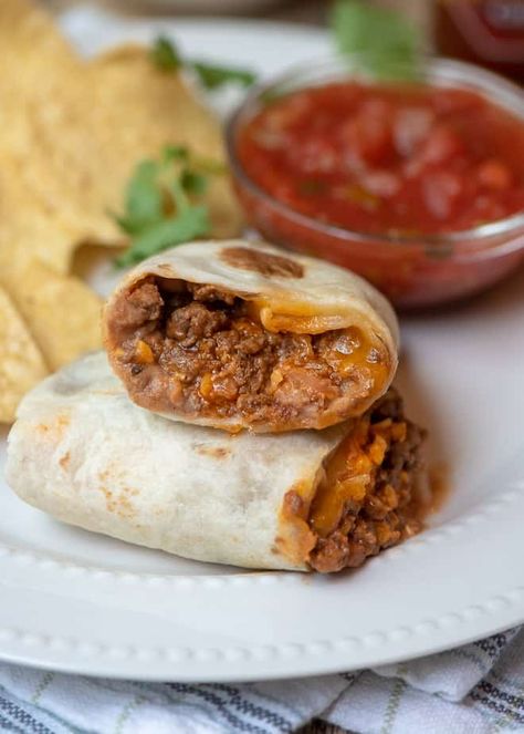 Burrito Recipe Freezer, Bean And Beef Burritos, Beef And Bean Burritos, Bean Burrito Recipe, Homemade Burritos, Burritos Beef, Freezer Burritos, Beef Burrito Recipe, Recipe With Avocado