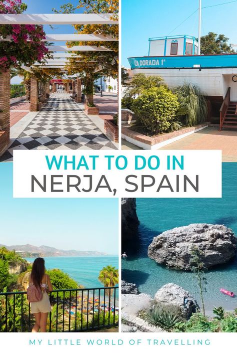 Discover the best things to do in Nerja, Spain. Local tips and advice, where to stay and day trips from Nerja | My Little World of Travelling | Things to do in Nerja | Travel guide to Nerja | What to do in Nerja | Nerja Spain | Balcon de Europa | Rio Chillar | Cuevas de Nerja | Nerja beach | Playa de Maro | Malaga Spanish Lifestyle, Andalusia Travel, Nerja Spain, Spain Road Trip, Backpacking Spain, Diner Party, Spain Trip, Spain Culture, Spain Travel Guide