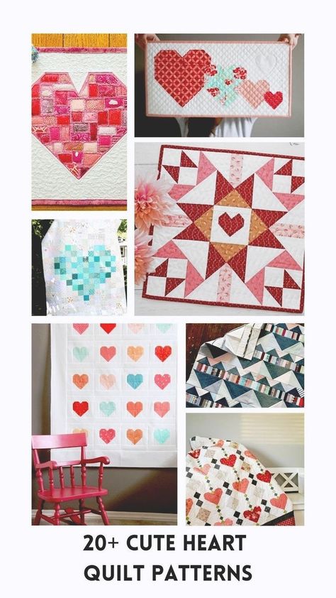 Get inspired with our roundup of 20+ heart quilt patterns, featuring free quilt patterns suitable for quilters of all levels! Perfect for Valentine's Day or a charming baby quilt, these designs will spark your creativity and bring warmth to any project. Discover easy-to-follow patterns that make quilting for beginners a breeze. Start sewing your love into every stitch with these delightful heart quilt ideas! Follow Scrap Fabric Love for more modern quilt patterns! Heart Quilt Patterns, Baby Quilt Size, Heart Quilts, Beginner Quilt, Heart Quilt Pattern, Mini Quilt Patterns, Start Sewing, Missouri Star Quilt Company, Hanging Quilts