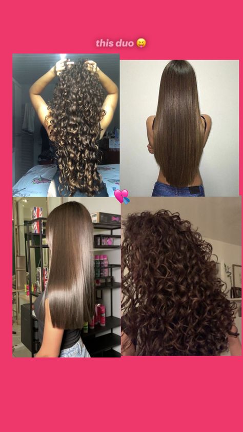 Curly hair and straight hair Curly And Straight Hair, Best Friends Photos, Friend Photos, Straight Hair, Straight Hairstyles, Curly Hair, Dream Cars, Stylish Outfits, Curly Hair Styles