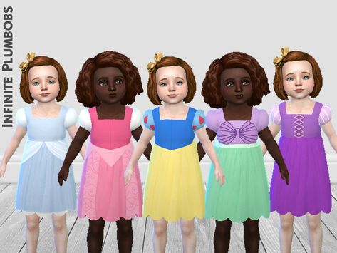 Themed Dresses, Toddler Cc Sims 4, Sims 4 Toddler Clothes, Disney Princess Toddler, Toddler Princess Dress, Maxis Match Cc, Sims 4 Cc Kids Clothing, Sims 4 Anime, Pelo Sims