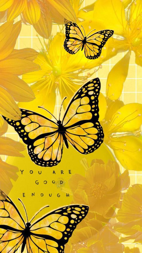 #yellow #butterfly #flowers #quote #wallpaper #background #fyp Yellow Butterfly Wallpaper Aesthetic, Yellow Aesthetic Wallpaper Quotes, Butterfly Wallpapers, Rainbow Wallpaper Iphone, Yellow Quotes, Quote Wallpaper, Rainbow Wallpaper, Pretty Images, Yellow Butterfly