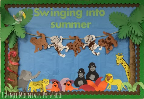 Rainforest Bulletin Board Preschool, Zoo Themed Bulletin Boards, Animals Bulletin Board Preschool, Jungle Theme Classroom Bulletin Boards, Sloth Door Decorations Classroom, Zoo Animal Bulletin Board Ideas, Animal Bulletin Board Ideas Preschool, Wild Animal Bulletin Board Ideas, Safari Theme Bulletin Boards