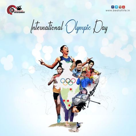 International Olympic Day "It’s not about winning at the Olympic Games. It’s about trying to win. The motto is faster, higher, stronger, not fastest, highest, strongest. Sometimes it’s the trying that matters." - Bronte Barratt #internationalolympicday #olympicday2022 #olympic #olympicgames #ble #beatoflife #entertainment #beat #life #beatoflifeentertainment #digitalmarketing #socialmediapost #socialmediamarketing International Olympic Day Poster, International Sports Day Poster, Olympics Creative Ads, Sports Day Creative Ads, Sports Creative Ads, International Sports Day, International Olympic Day, Importance Of Sports, Blue Sky Quotes