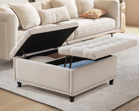 PRICES MAY VARY. Ample Storage Space: The UTOASIS large square ottoman provides a generous storage capacity of 43.8 gallons. This extra-large storage space allows you to conveniently store throw blankets, pillows, toys, magazines, and various other items. Keep your living room or bedroom organized and clutter-free with this spacious ottoman. Sturdy and Durable Construction: Crafted with a solid wood frame and robust wood legs, this ottoman is built to last. It can easily withstand a weight of up Coffee Table Ottoman, Large Ottoman Living Room, Blanket Storage Living Room, Tufted Ottoman Coffee Table, Large Square Ottoman, Large Storage Ottoman, Large Ottoman, Tufted Ottoman, Square Ottoman