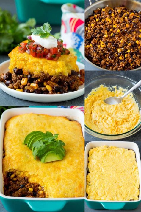 Tamale Bake Casserole, Cornbread Dishes, Beans Baked, Corn And Beans, Tamale Pie Recipe, Cornbread Casserole Recipe, Beef Entrees, Chicken Cornbread, Cheddar Cornbread