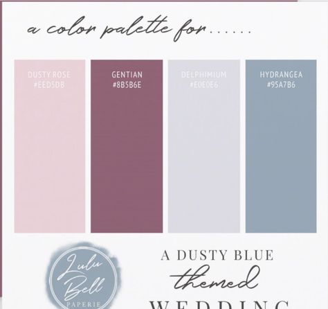 Color Scheme: Dusty Blue Dusty Blue Outfit Color Combos, Dusty Pink Outfit Color Combos, Dusty Blue Color Palette Wedding, Dusty Blue Color Palette, Dusty Pink Outfits, Blue Color Palette Wedding, Wedding Color Schemes Blue, Raspberry Wedding, Pantone Colours