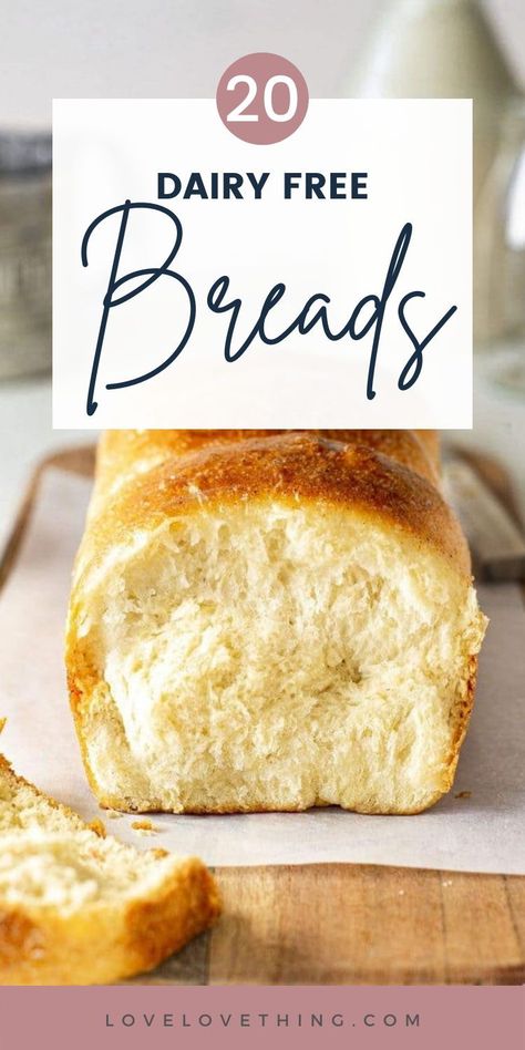 Our top picks for the best dairy free bread recipes. These recipes are great for people who can’t tolerate dairy products, or anyone who wants to avoid dairy. Dairy Free Quick Bread, Milk Allergy Recipes, Lactose Free Dairy Products, Wheat Free Meals, Dairy Free Biscuits, Dairy Free Bread, Homemade Sandwich Bread, Yeast Free Breads, Milk Bread Recipe