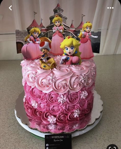 Peaches Birthday Theme Mario, Princess Peach Birthday Cake Ideas, Super Mario Peach Birthday Party, Super Mario Peach Cake, Peaches Cake Mario, Princess Peach Cake Pops, Princess Peaches Cake, Princess Peach Themed Birthday Party, Princess Peach Birthday Party Cake