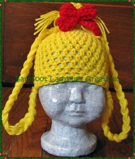 Cindy Lou Who Grinch Hat, Character Crochet, Toddler Crochet, Crochet Character Hats, Crochet Wearables, Cindy Lou Who, Crochet Kids Hats, Crocheting Patterns, Yarn Hats