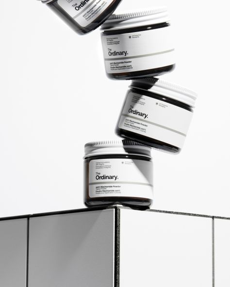 The Ordinary Photoshoot, The Ordinary Skincare Aesthetic, Ordinary Skincare Aesthetic, Ordinary Skincare Advertisement, The Ordinary Skincare Photography, Niacinamide Powder, Skin Care Aesthetic The Ordinary, The Ordinary Photography, Ordinary Niacinamide