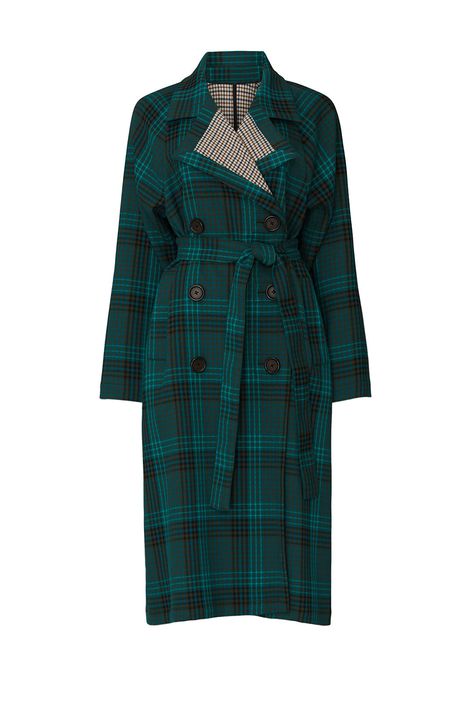 Green Plaid Coat, Stylish Business Casual, Gala Outfit, Cute Coats, B Fashion, Fall Winter Wardrobe, Plaid Coat, Rent The Runway, Clothing Websites