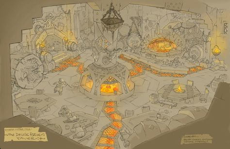 Fantasy Forge Concept Art, Minecraft Castle Designs, Dwarven City, Hellboy Art, Traveller Rpg, Fiction Idea, Dungeon Maps, Castle Designs, Interior Design Concepts