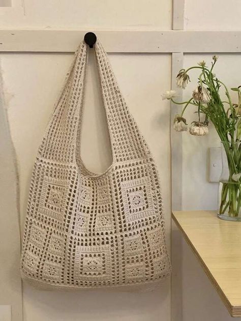 Hollow Out Design Crochet Bag Medium Double Handle | SHEIN USA Free Crochet Bag, Design Crochet, Knitted Bag, Crochet Shoulder Bag, Women Shoulder Bag, Crochet Tote Bag, Luxury Designer Handbags, Crochet Tote, Unique Crochet