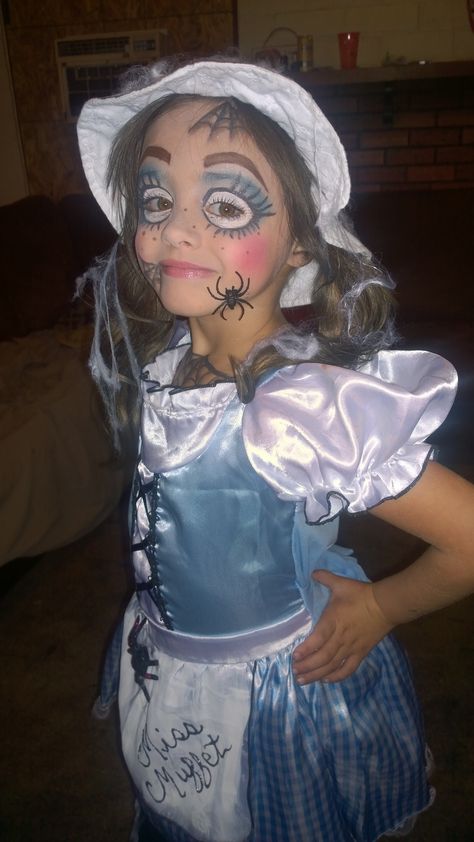 My daughter McKenzie's miss muffet costume I put together for our twisted story book theme Miss Muffet Costume, Little Miss Muffet Costume, Little Miss Muffet, Miss Muffet, Book Theme, Halloween 2014, Story Book, Book Themes, Little Miss