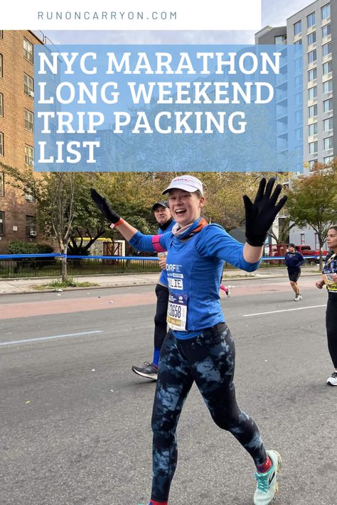 Marathon Packing List, New York City Marathon, New York Houses, Weekend Trip Packing List, Ny Marathon, Weekend Trip Packing, Marathon Training Plan Beginner, New York Activities, Weekend Packing List