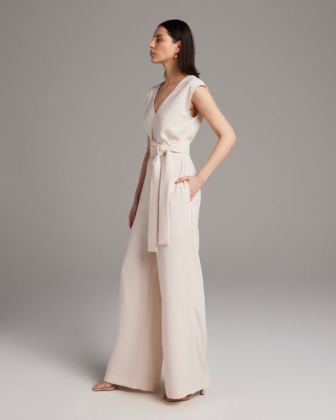 Wide Leg Jumpsuit Outfit, Jumpsuit Outfit Wedding, V Neck Jumpsuit, Cami Slip Dress, Tailored Jumpsuit, Free Spirited Woman, Wedding Jumpsuit, Luxury Dresses, Jumpsuit Outfit