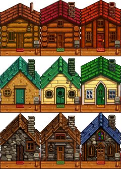 PC / Computer - Stardew Valley - Cabins - The Spriters Resource Cabin Stardew Valley, Stardew Valley Cabin Design, Stardew Valley Cabin, Stardew Valley Quarry, Stardew Valley Farms, Forest Cat, Cabin Design, Stardew Valley, Pc Computer