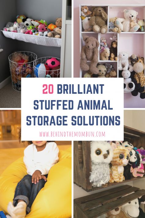 Is your child's playroom being overrun with stuffed animals? Check out these brilliant stuffed animal storage ideas that will surely contain these fluffy treasures. #stuffedanimalstorage #behindthemombun #toystorageideas #stuffedanimals Stuffed Animal Storage Zoo, Animal Storage Ideas, Stuffed Animal Storage Ideas, Stuffed Animal Displays, Storing Stuffed Animals, Mom Bun, Small Stuffed Animals, Monkey Stuffed Animal, Stuffed Animal Storage