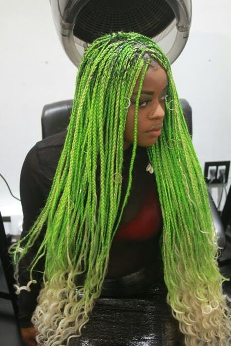 Green Goddess Braids, Fox Locks, Hairstyles For Wigs, Beautiful Box Braids, Green Braids, Single Braids Hairstyles, Styles For Black Hair, Colorful Braids, Rasta Hair