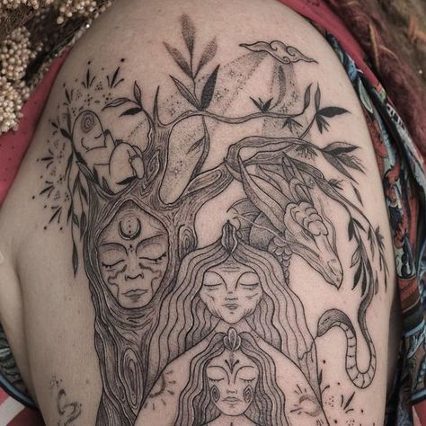 Sacred Tattoo Markings ❈ on Instagram: "By @theelysianheart ~ ♥️" Tree Woman Tattoo, Goddess Tree Tattoo, Tattoo Markings, Gaia Tattoo, Sacred Tattoo, Tree Tattoos, Symbol Tattoos, Tattoo Project, Tree Tattoo