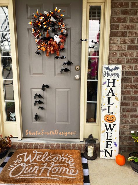 Is it too soon to be shopping for Spooky Decor?! We don Welcome Sign Front Door Halloween, Boo Welcome Sign, Welcome My Pretties Halloween Sign, Buffet Halloween, Halloween Vertical Porch Sign, Its October Witches Door Sign, Décoration Table Halloween, Halloween Porch Sign, Table Halloween