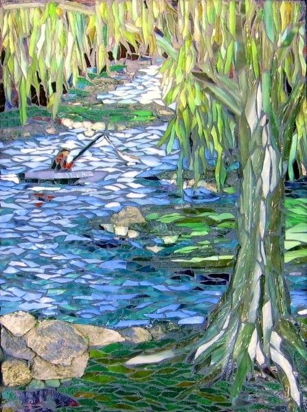 Willow Tree Art, Sicis Mosaic, Tree Mosaic, Weeping Willow Tree, Mosaic Art Projects, Mosaic Stained, Mosaic Tile Art, Glass Mosaic Art, Mosaic Pictures