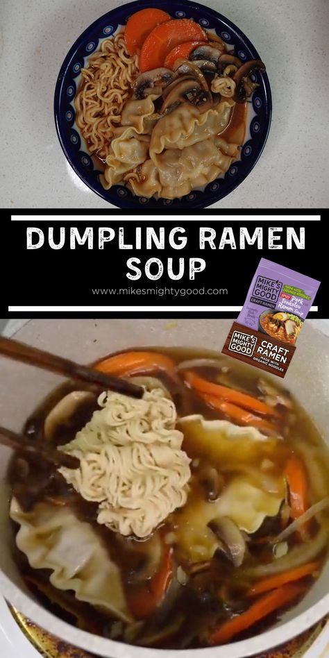 You need this dumpling ramen soup in your life. We know dumplings are delicious on their own, but if you add them on top of your ramen, you're in for a real treat. Wonton Ramen Soup Recipe, Easy Dumpling Soup With Ramen, Ramen And Dumpling Soup, Dumpling And Noodle Soup, Dumplings And Ramen, Dumpling Ramen Soup, Ramen Dumpling Soup, Dumpling Soup With Ramen, Wonton Ramen Soup