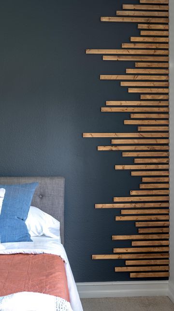 Lobby Accent Wall, Wood Strips On Walls, Walls With Wood Strips, Wood Slat Accent Wall, Slat Accent Wall, Young Adult Bedroom, The Navage Patch, Navage Patch, Easy Diy Home Decor